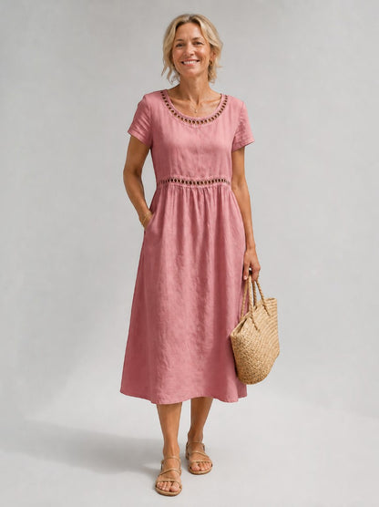 Josefine | Sommerkleid in Altrosa aus Leinenoptik