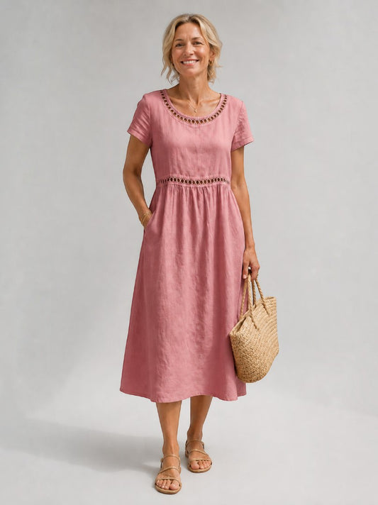 Josefine | Sommerkleid in Altrosa aus Leinenoptik