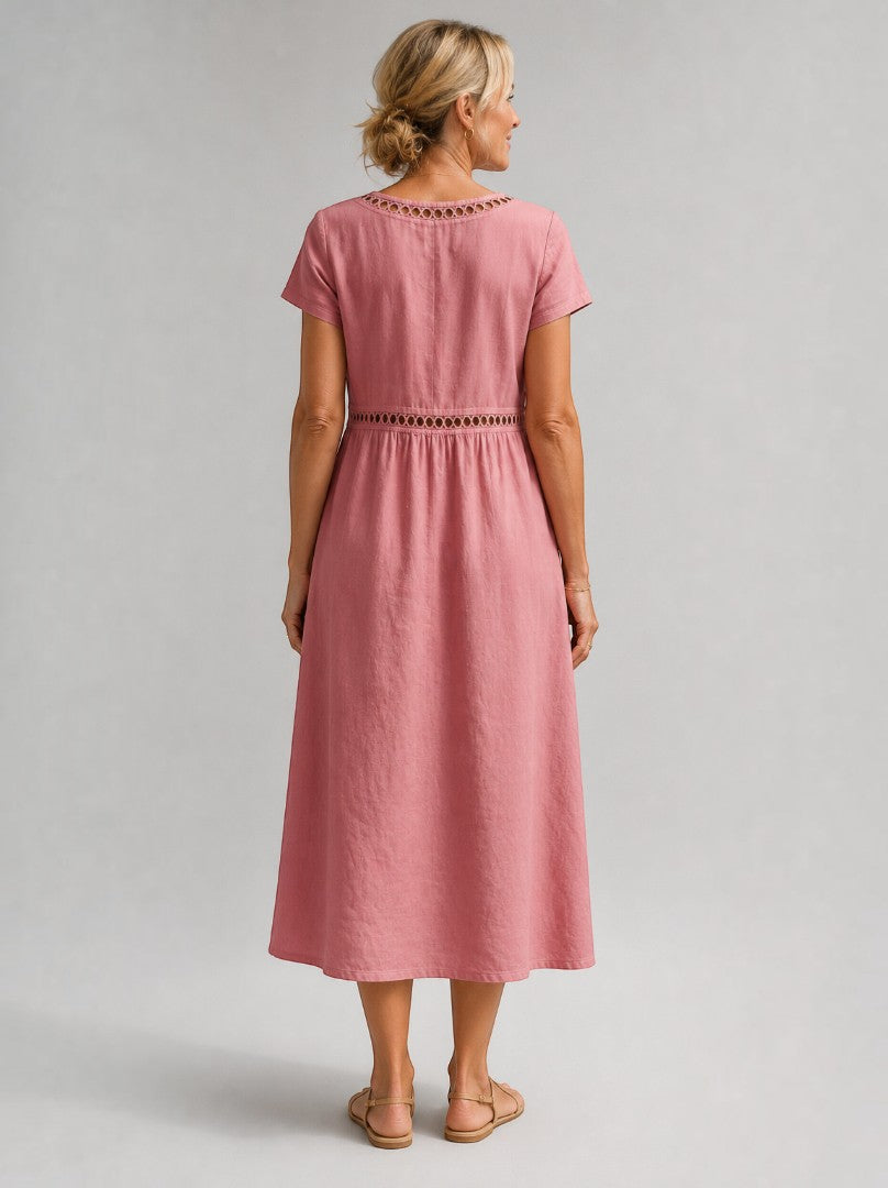 Josefine | Sommerkleid in Altrosa aus Leinenoptik