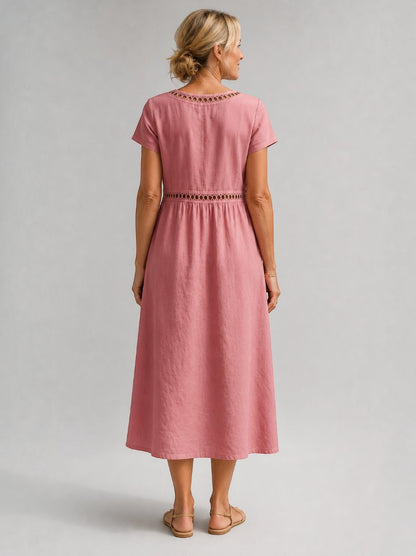 Josefine | Sommerkleid in Altrosa aus Leinenoptik