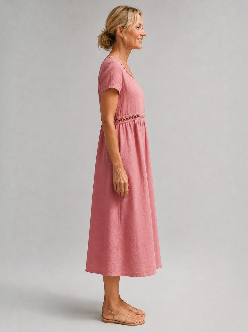Josefine | Sommerkleid in Altrosa aus Leinenoptik
