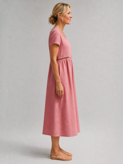 Josefine | Sommerkleid in Altrosa aus Leinenoptik