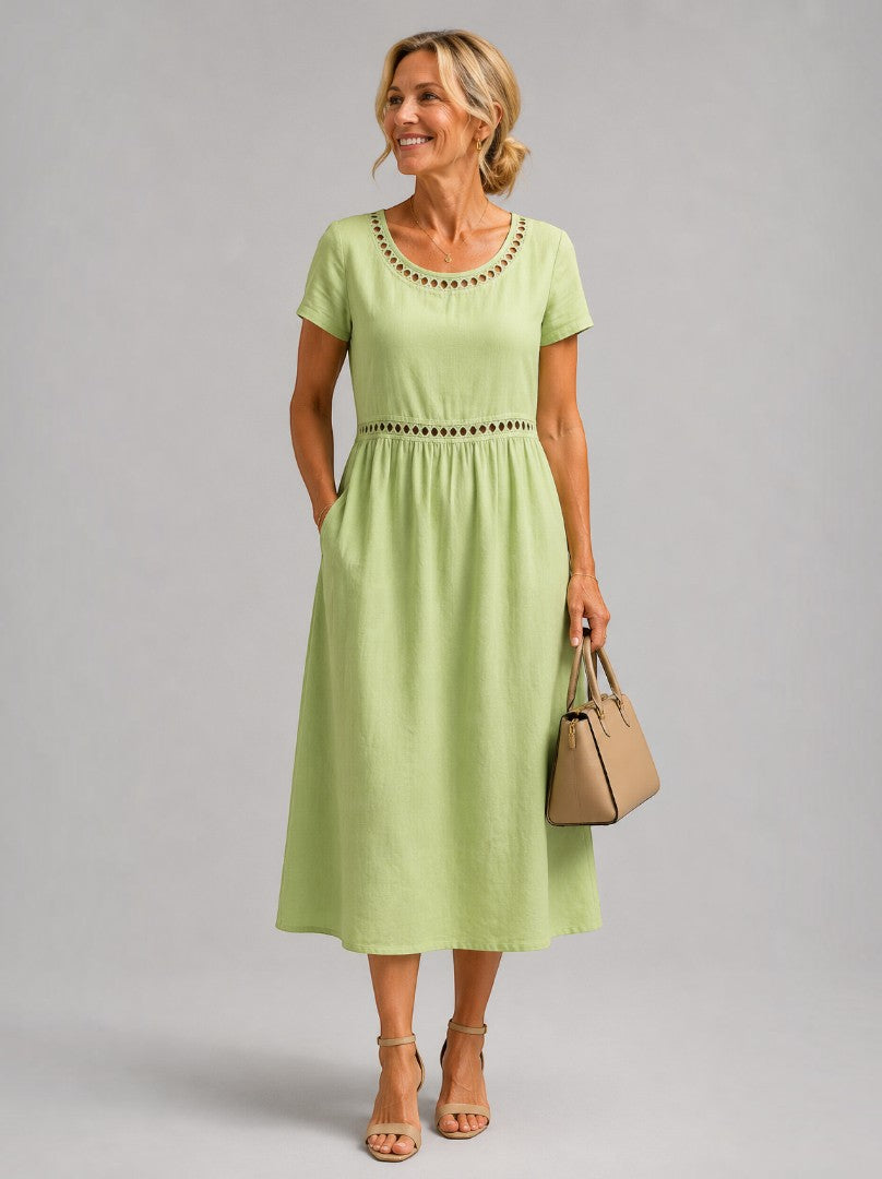 Josefine | Sommerkleid in Altrosa aus Leinenoptik