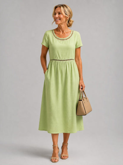 Josefine | Sommerkleid in Altrosa aus Leinenoptik