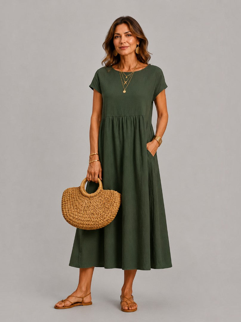 Emilie | Sommerkleid in Weiß aus Leinenoptik