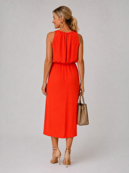 Bianka | Midikleid in Rot mit Schlitz