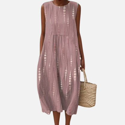 Marianne | Ärmelloses Sommerkleid in Altrosa mit Punktreihen