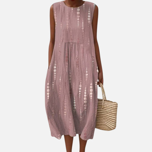 Marianne | Ärmelloses Sommerkleid in Altrosa mit Punktreihen
