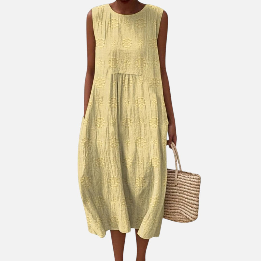 Thea | Ärmelloses Sommerkleid in Zitronengelb