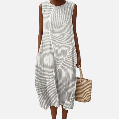 Elvira | Ärmelloses Sommerkleid mit Streifenstruktur
