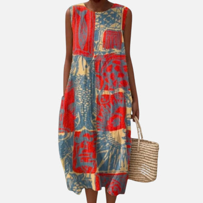Friedel | Ärmelloses Sommerkleid mit Collagemuster