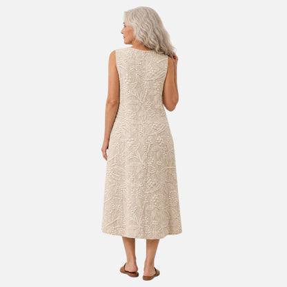 Agnes | Ärmelloses Sommerkleid mit Blattstruktur
