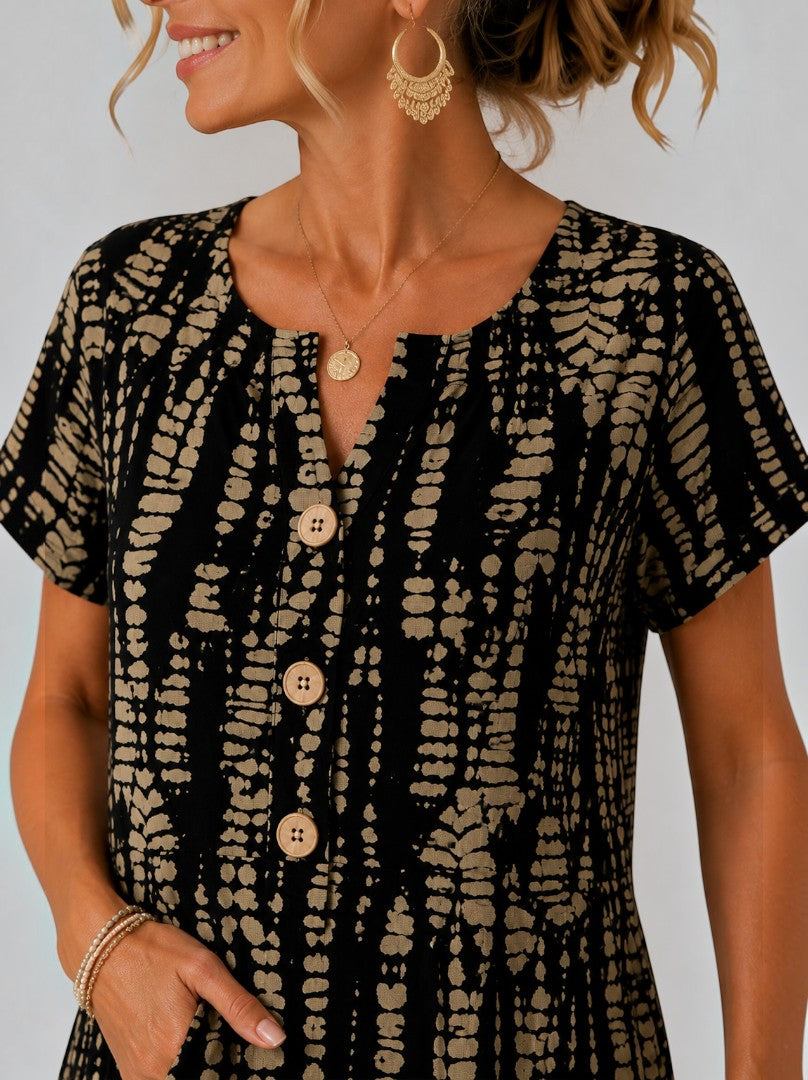 Jolanda | Sommerkleid mit Grafikdruck in Schwarz