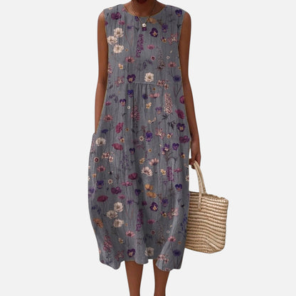 Hedwig | Ärmelloses Sommerkleid mit Streublümchen