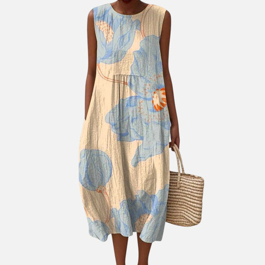 Lisbeth | Ärmelloses Sommerkleid mit großen Blüten