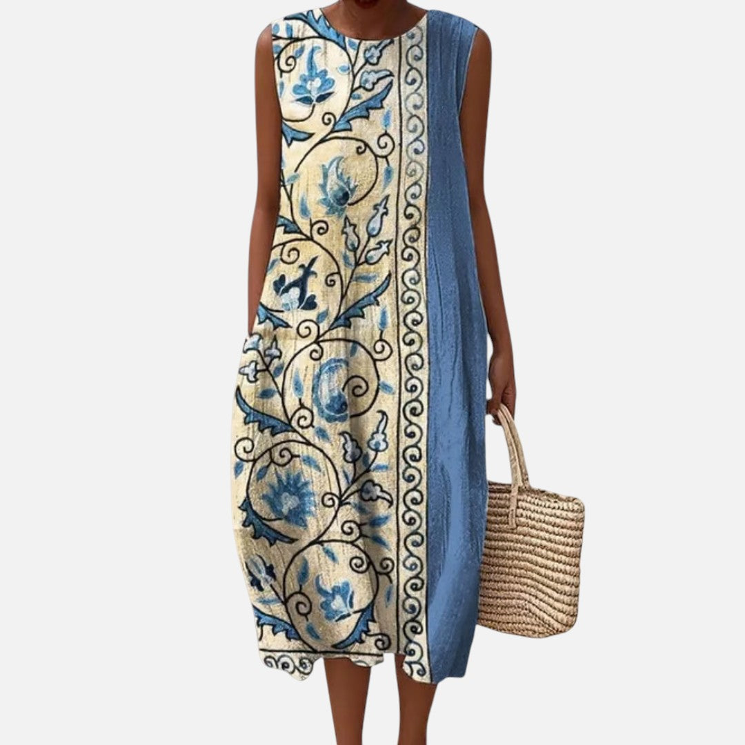 Gerlinde | Ärmelloses Sommerkleid mit Rankenbordüre