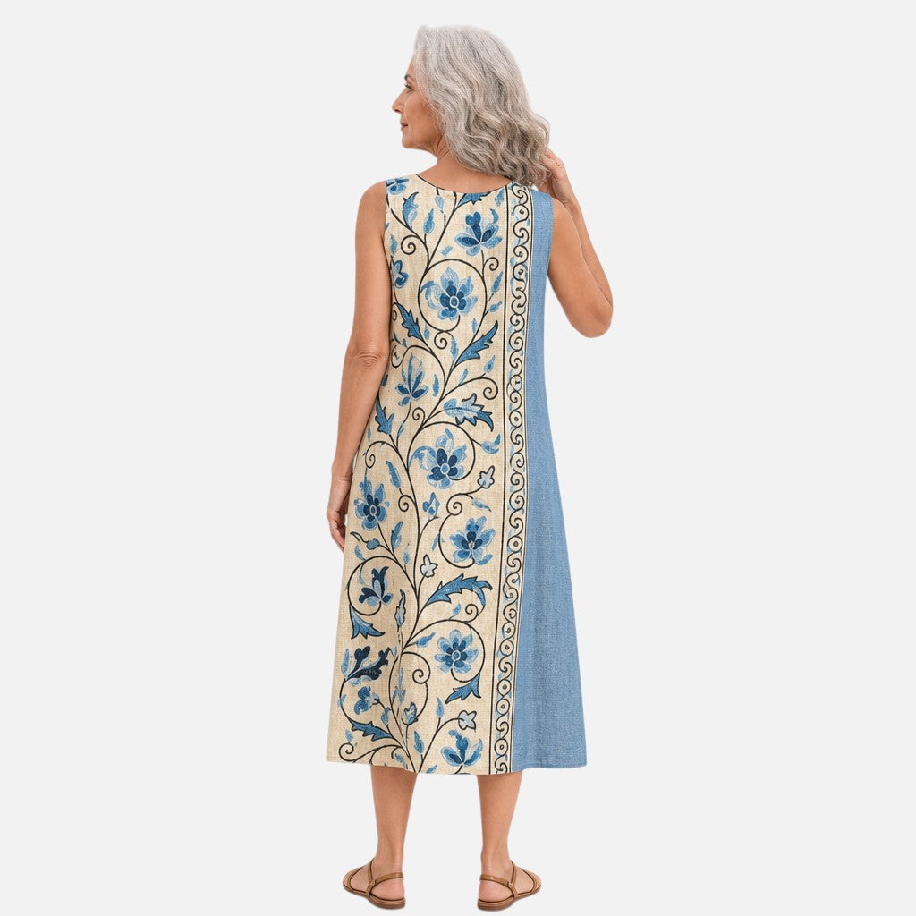 Gerlinde | Ärmelloses Sommerkleid mit Rankenbordüre