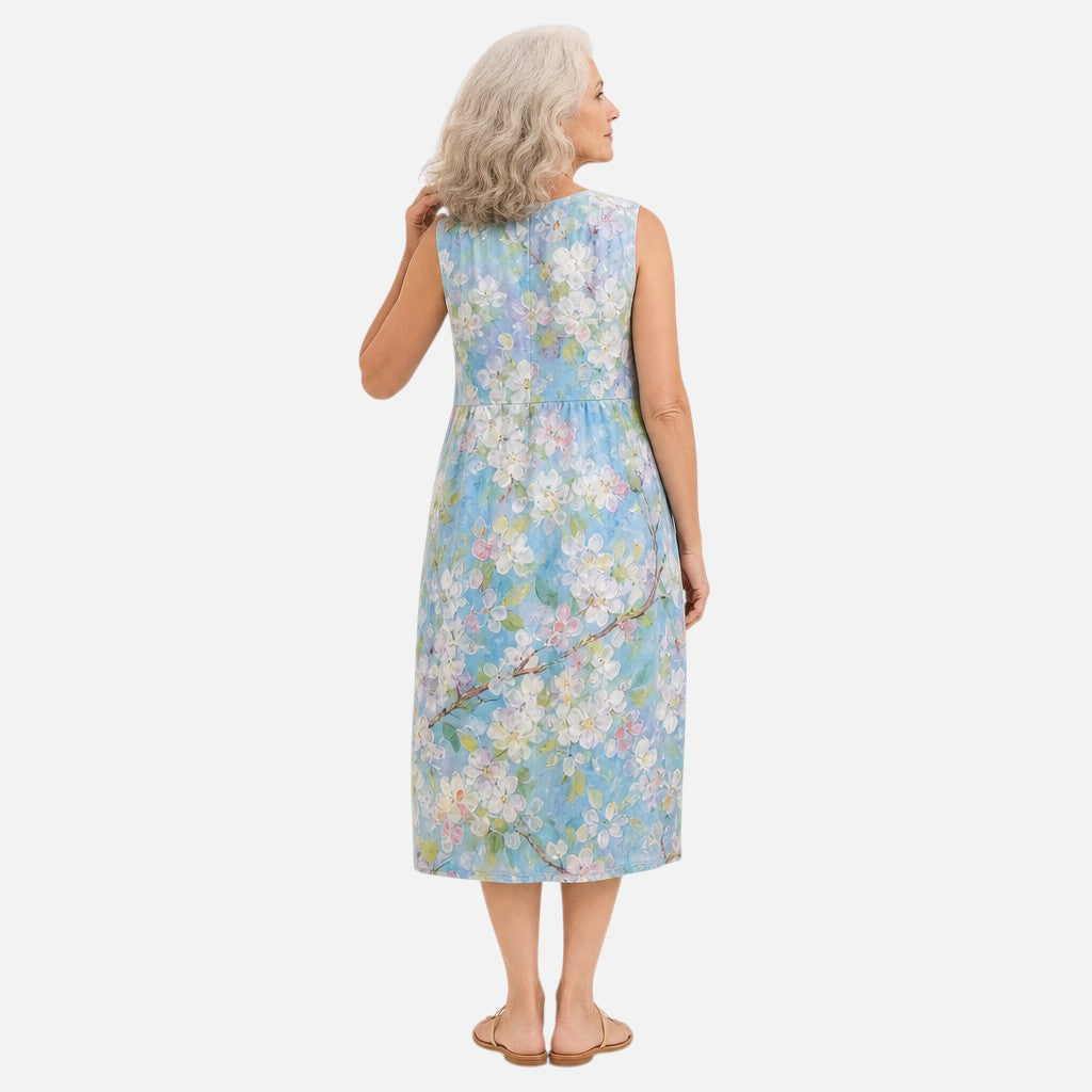 Friederike | Ärmelloses Sommerkleid mit Blütenaquarell