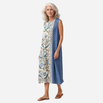 Gerlinde | Ärmelloses Sommerkleid mit Rankenbordüre