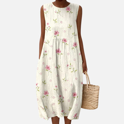 Judith | Ärmelloses Sommerkleid mit Streublüten