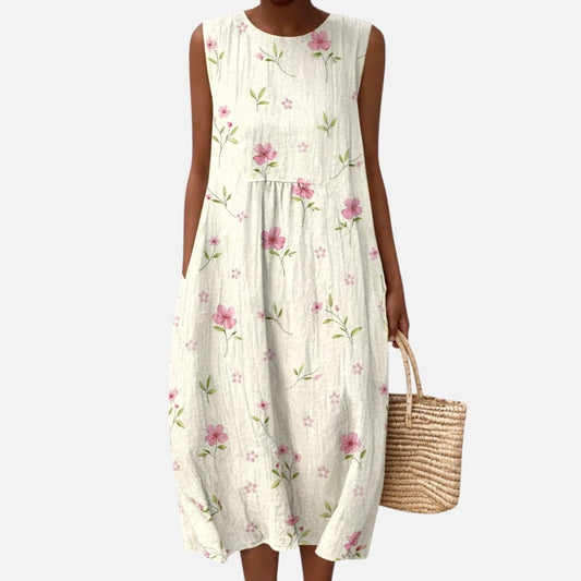 Judith | Ärmelloses Sommerkleid mit Streublüten