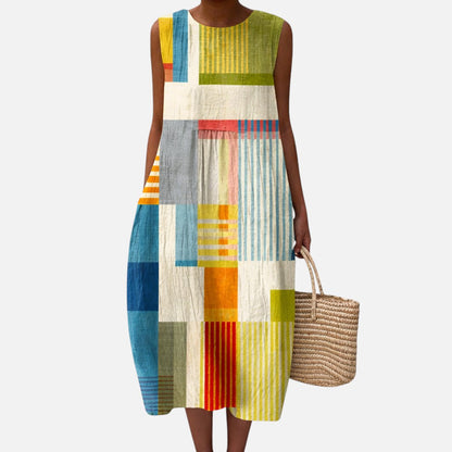 Editha | Ärmelloses Sommerkleid mit Farbfeldern