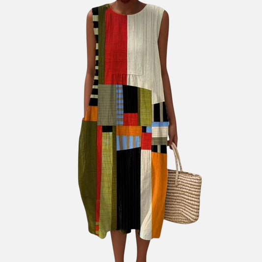 Lotte | Ärmelloses Sommerkleid mit Farbfeldern
