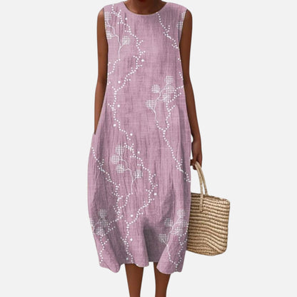 Lieselotte | Ärmelloses Sommerkleid in Flieder mit Punktlinien