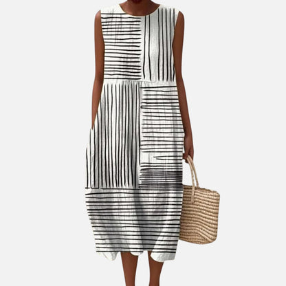 Gertrud | Ärmelloses Sommerkleid mit Strichmuster