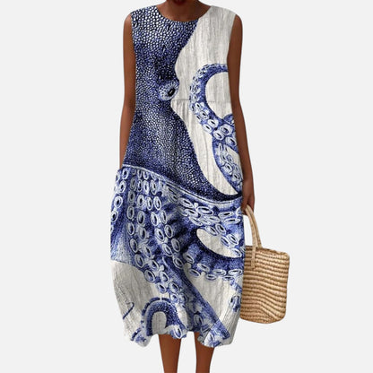 Ilona | Ärmelloses Sommerkleid mit Tintenfischmotiv