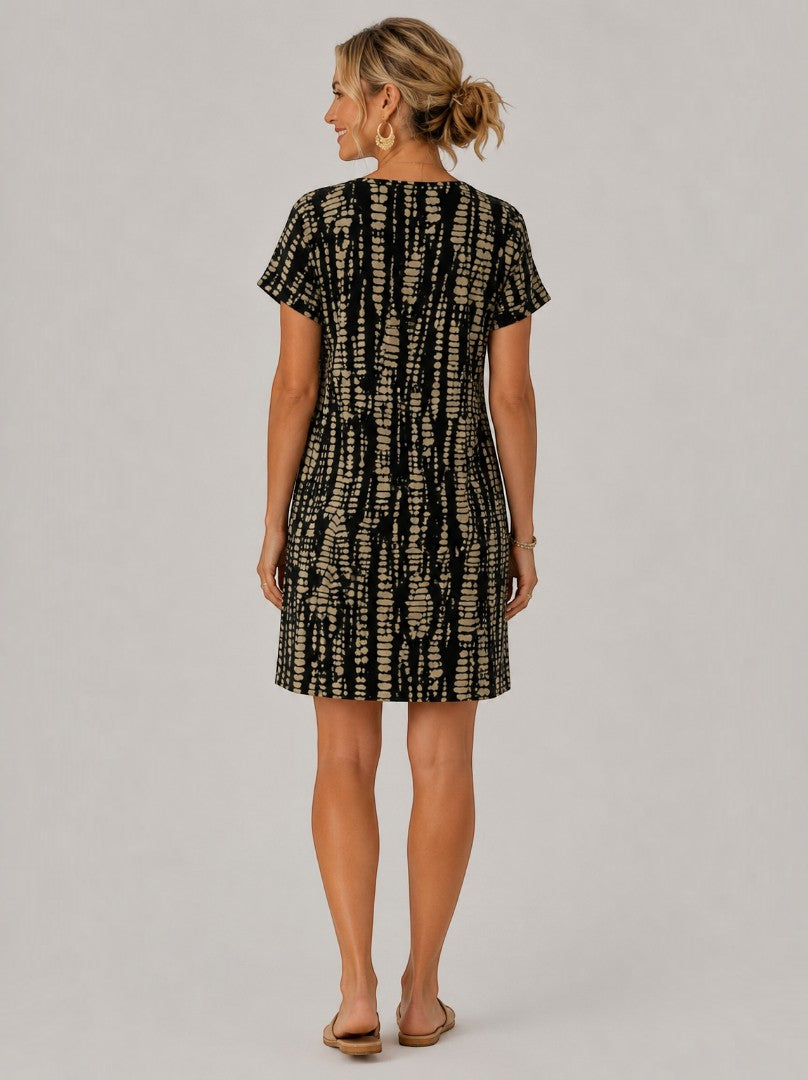 Jolanda | Sommerkleid mit Grafikdruck in Schwarz