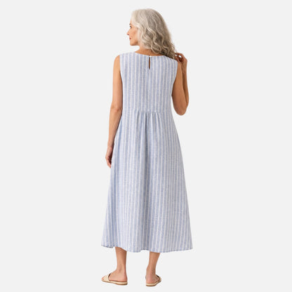 Elfriede | Ärmelloses Sommerkleid mit feinen Streifen