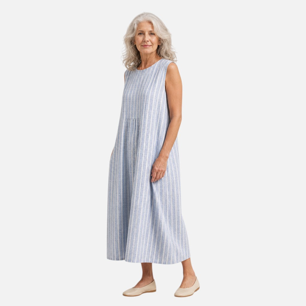 Elfriede | Ärmelloses Sommerkleid mit feinen Streifen