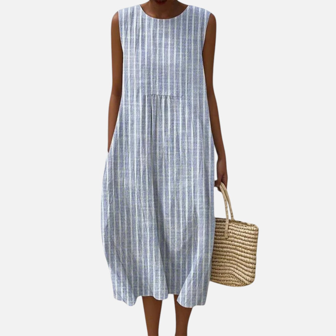 Amelie | Ärmelloses Sommerkleid mit feinen Streifen