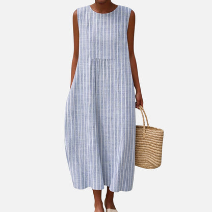 Elfriede | Ärmelloses Sommerkleid mit feinen Streifen