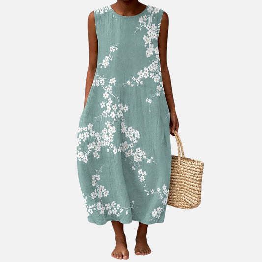 Gabriele | Ärmelloses Sommerkleid mit Kirschblüten
