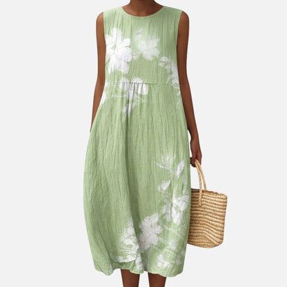 Auguste | Ärmelloses Sommerkleid mit Blütenzweigen