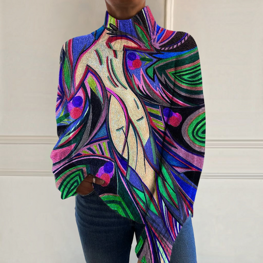 Rahel | Bunter Rollkragenpullover mit abstraktem Muster