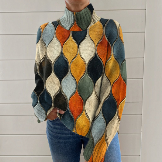 Alison | Rollkragenpullover mit Retro-Tropfenmuster