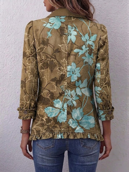 Rosemarie-Marie | Vintage-Boho-Jacke mit Blumenmuster & Farbverlauf