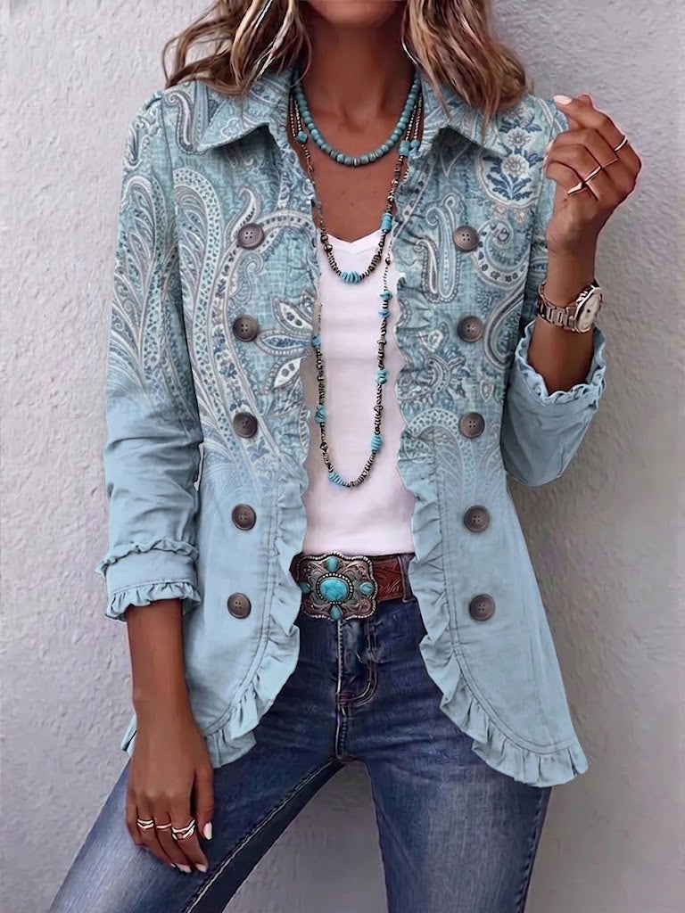 Daphne | Vintage-Jacke mit Paisleymuster & Rüschen