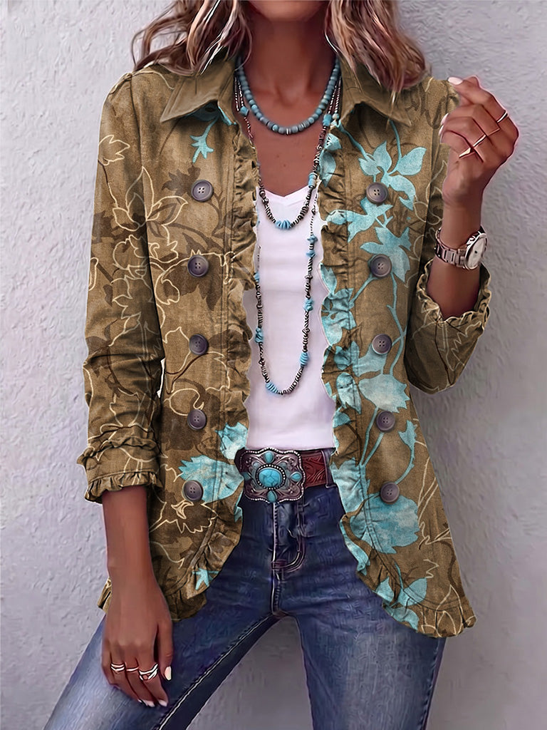 Rosemarie-Marie | Vintage-Boho-Jacke mit Blumenmuster & Farbverlauf