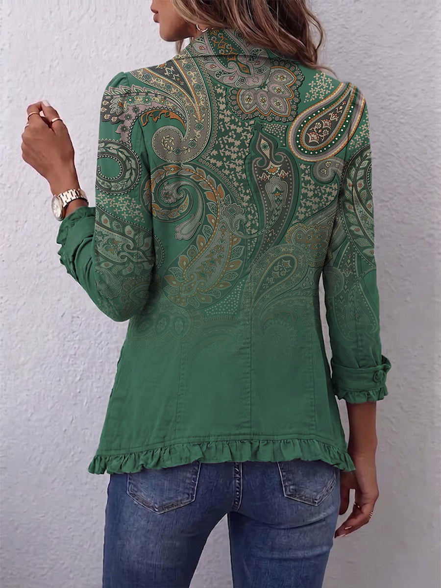 Elke | Boho-Jacke mit Paisleymuster & Rüschen