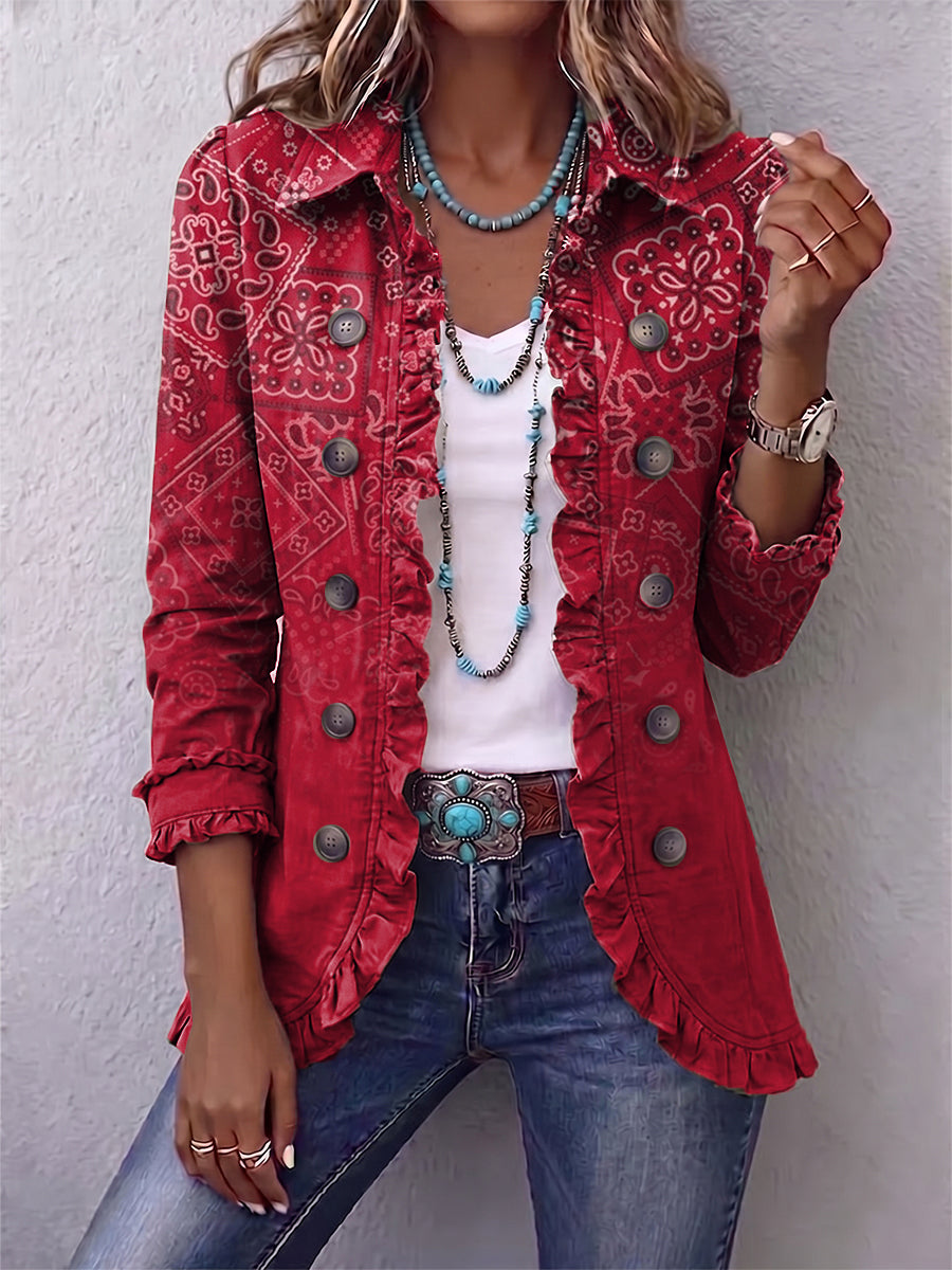 Saskia | Boho-Jacke mit Paisleymuster & Rüschen