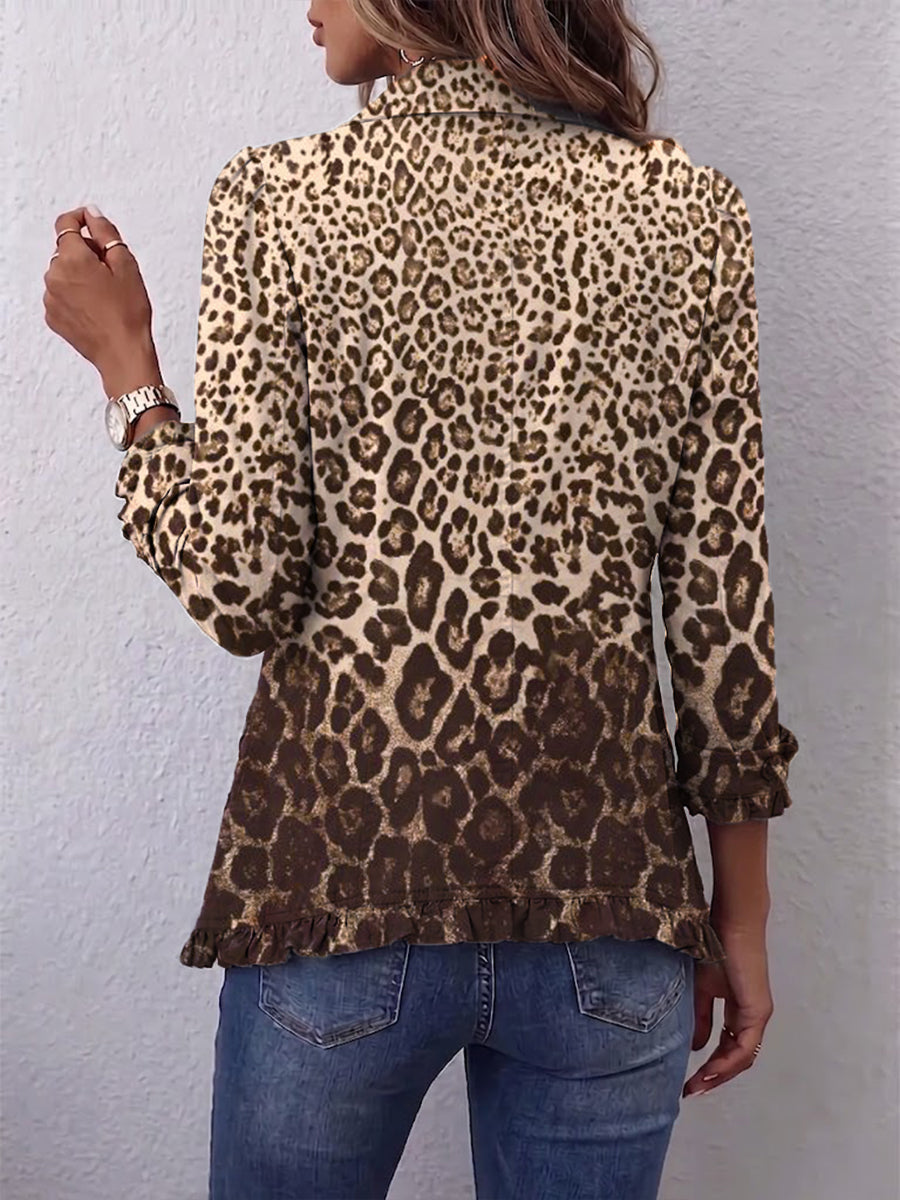Ilse | Jacke mit Leopardenmuster & Rüschen