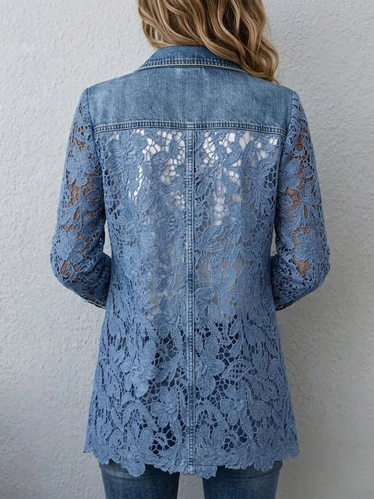 Elfriede-Marie | Jeansblazer mit floraler Spitze
