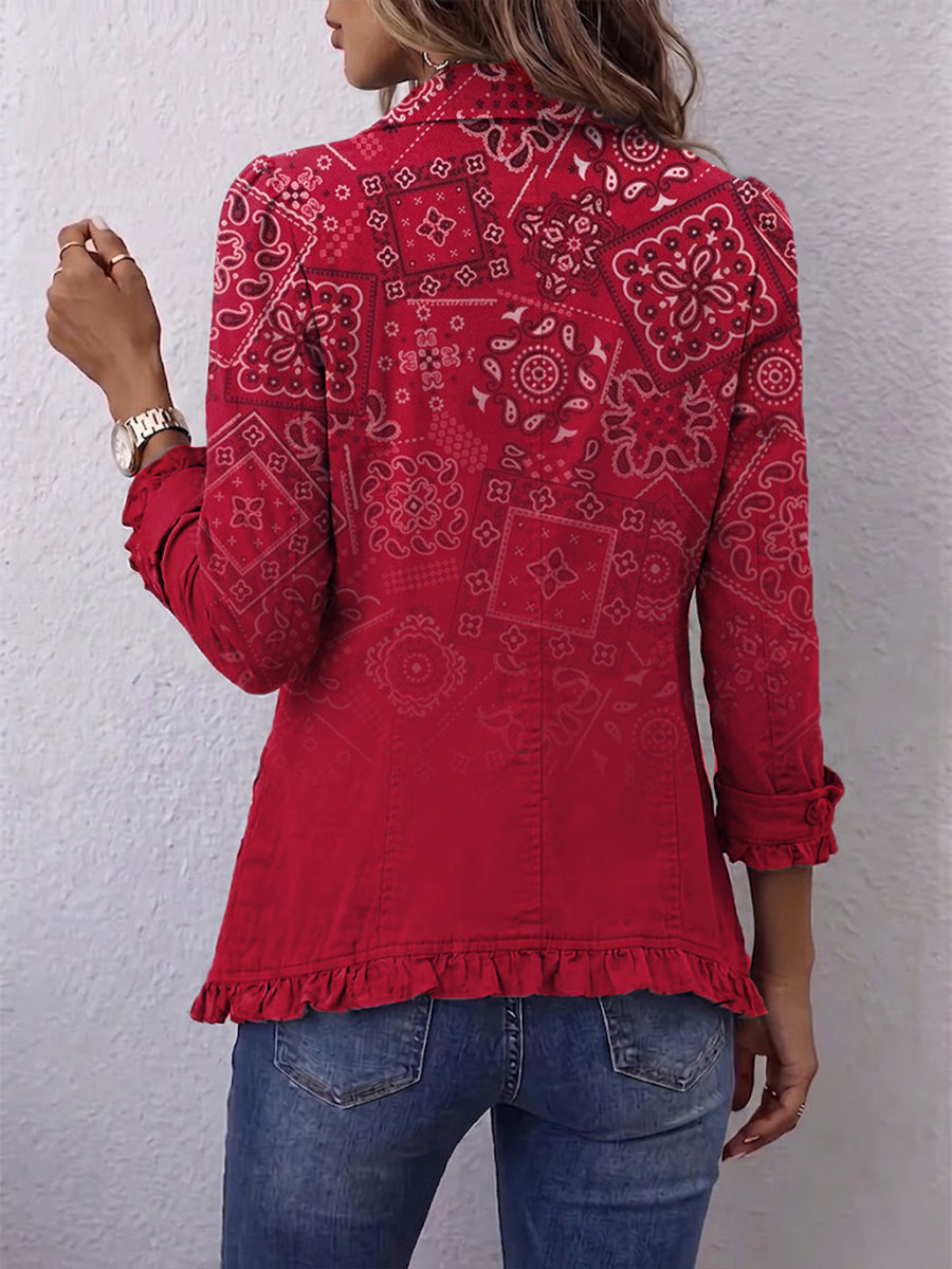 Saskia | Boho-Jacke mit Paisleymuster & Rüschen