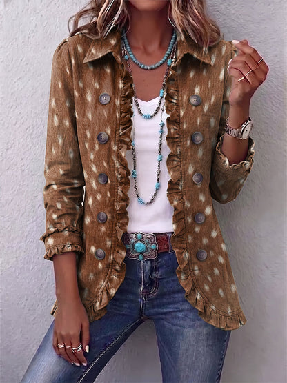 Nora-Marie | Boho-Jacke mit Tiermuster & Rüschen