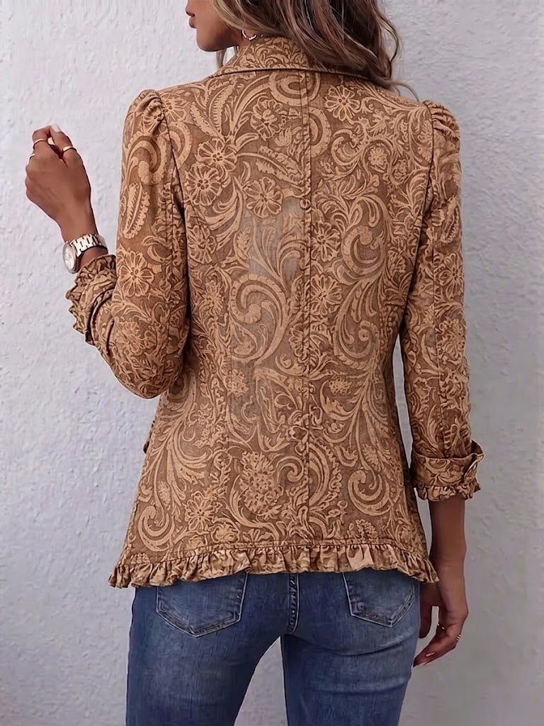 Hannelore-Marie | Boho-Jacke mit Blumenmuster & Rüschen
