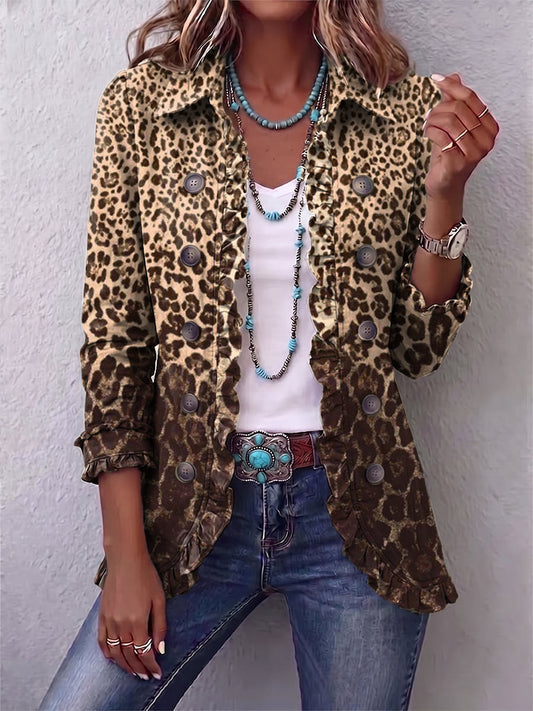Ilse | Jacke mit Leopardenmuster & Rüschen